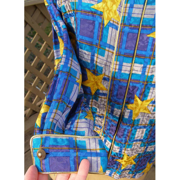 Vintage sz8 Adrianna Papell SILK blouse Star Print - Picture 5 of 8